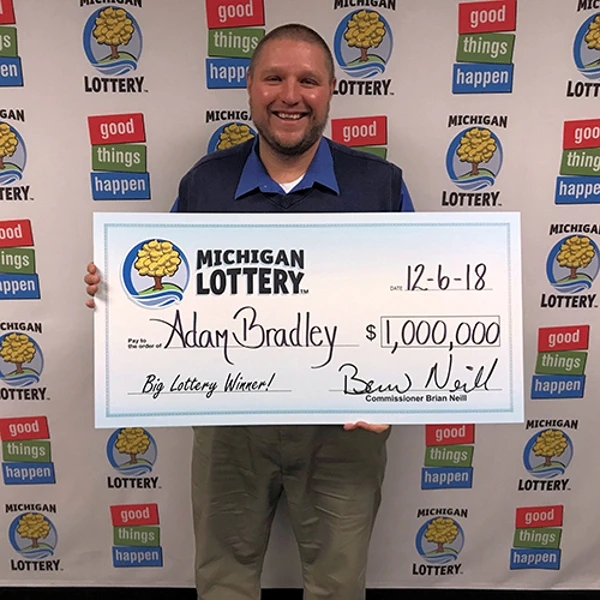 Michigan Lottery Powerball Winner Adam Bradley