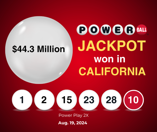 44.3 million Powerball jackpot won in California Powerball