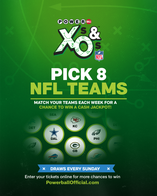 Powerball Xs & Os - Pick 8 NFL Teams
